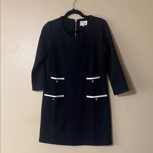 Tuckernuck Black and White Sheath Dress Long Sleeve Crew Neck